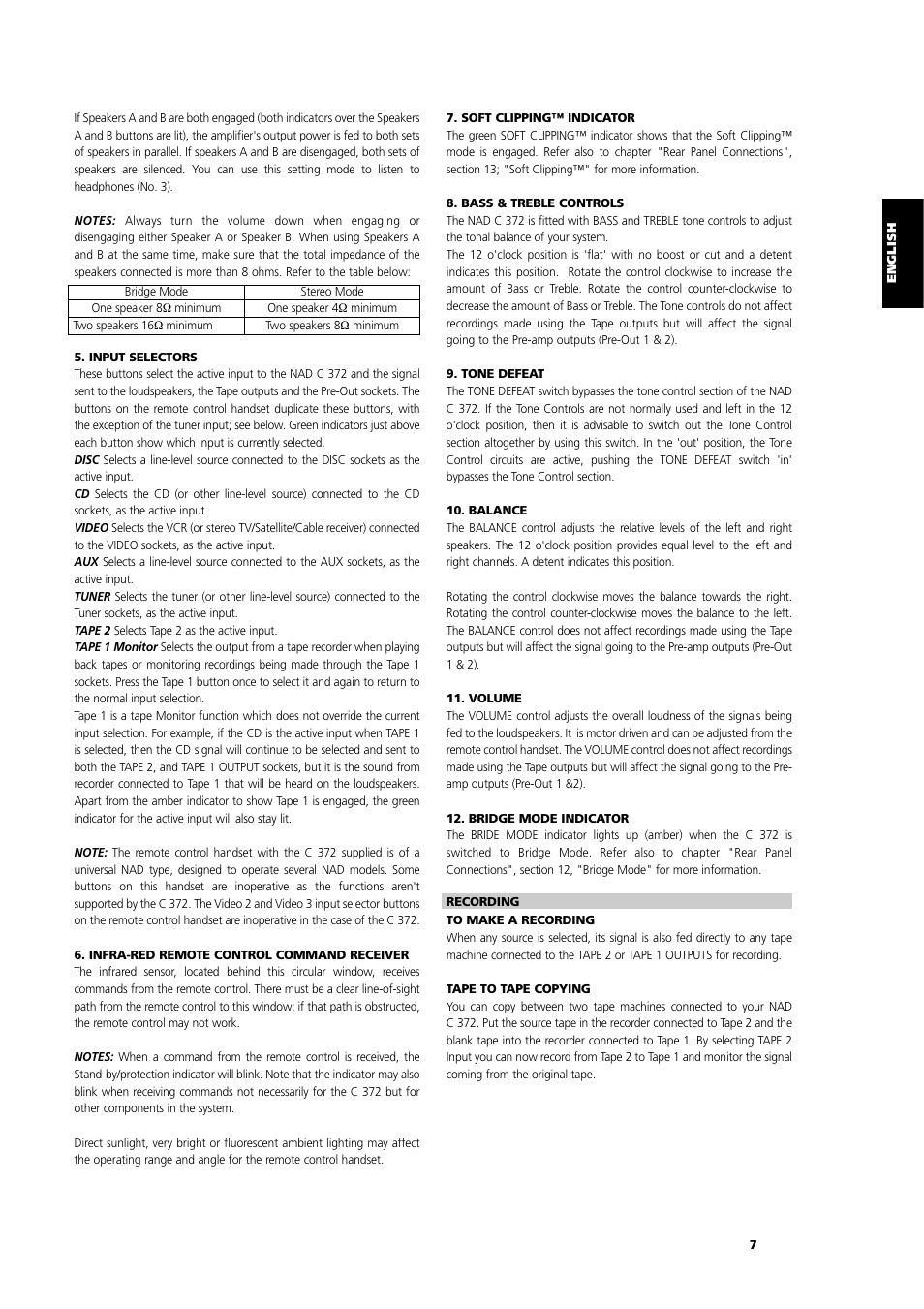 NAD C 372 User Manual | Page 7 / 68