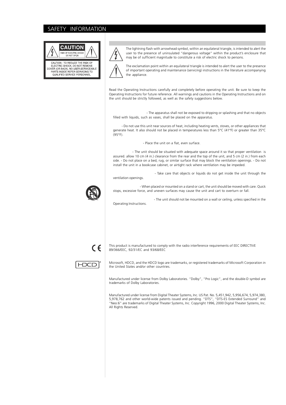 Safety information | NAD T762 User Manual | Page 2 / 29