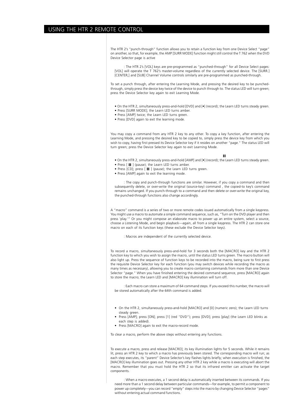 Using the htr 2 remote control | NAD T762 User Manual | Page 24 / 29