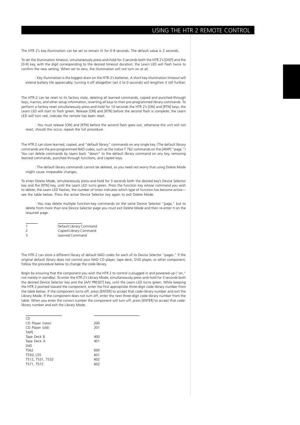 Using the htr 2 remote control | NAD T762 User Manual | Page 25 / 29