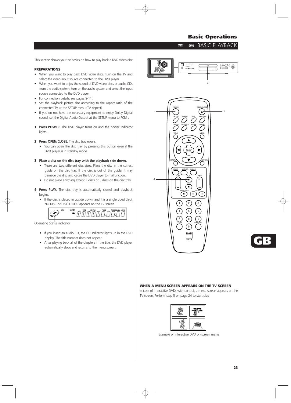 Basic operations, Basic playback | NAD T512 User Manual | Page 23 / 42