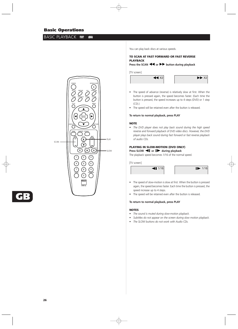 Basic operations basic playback | NAD T512 User Manual | Page 26 / 42