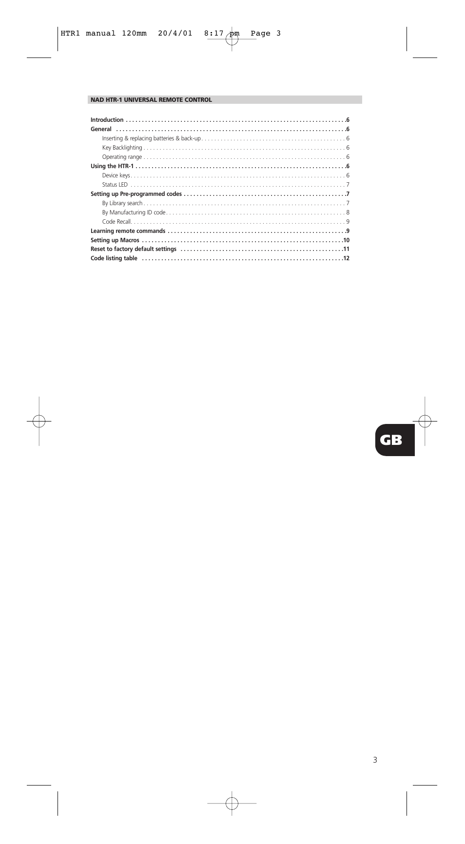 NAD HTR-1 User Manual | Page 3 / 16