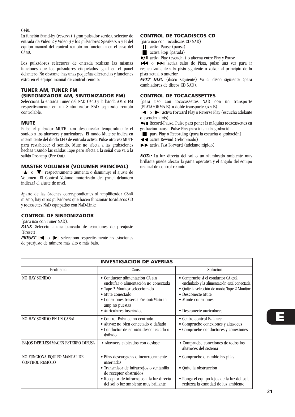 NAD C340 User Manual | Page 21 / 36