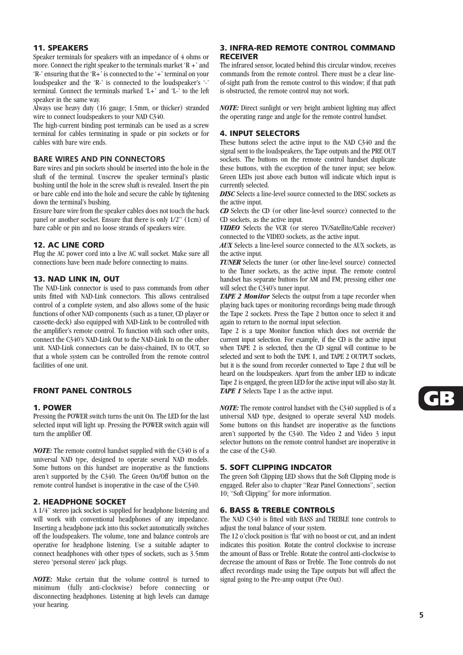 NAD C340 User Manual | Page 5 / 36