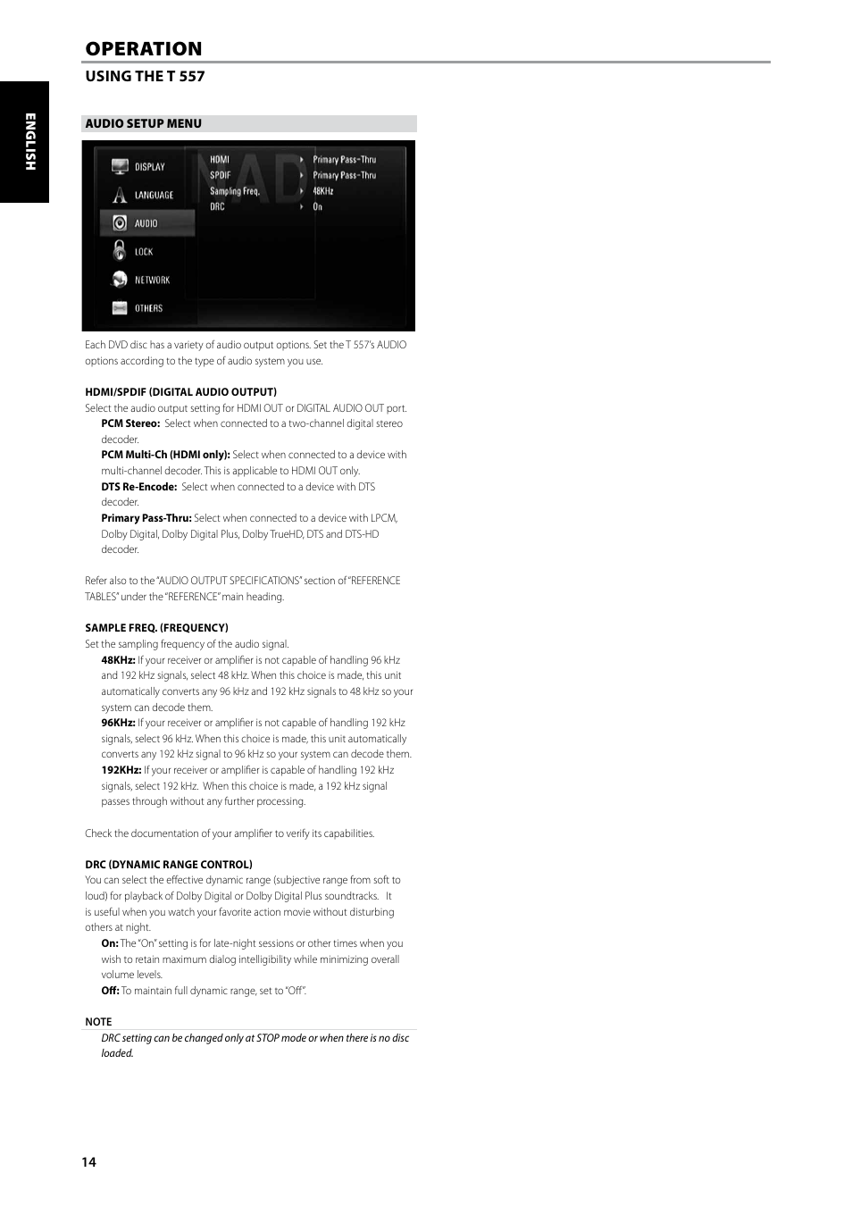 Operation | NAD Blu-ray Disc Player T557 User Manual | Page 14 / 28
