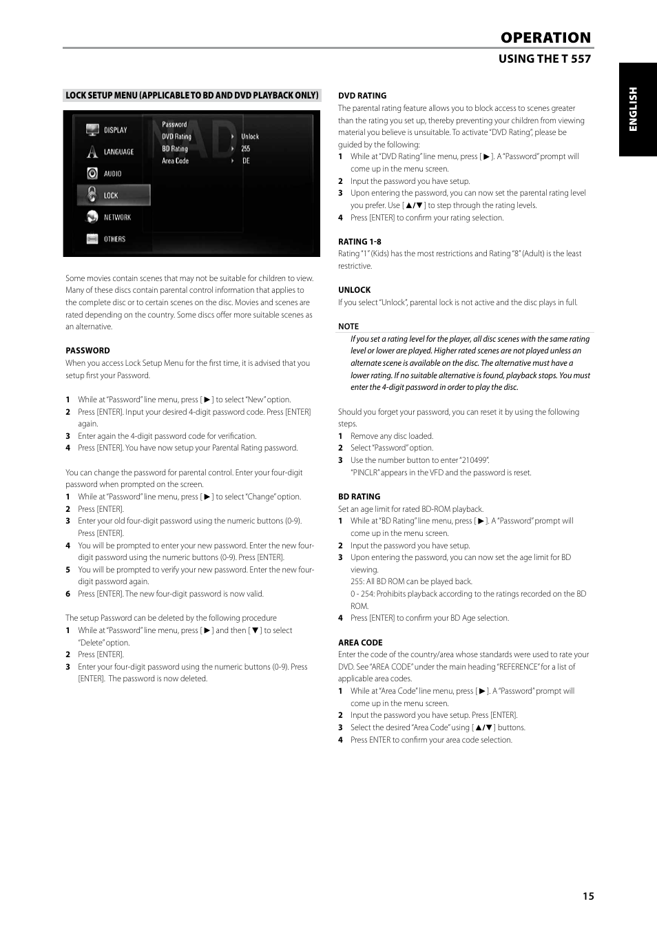 Operation, Using the t 557 | NAD Blu-ray Disc Player T557 User Manual | Page 15 / 28