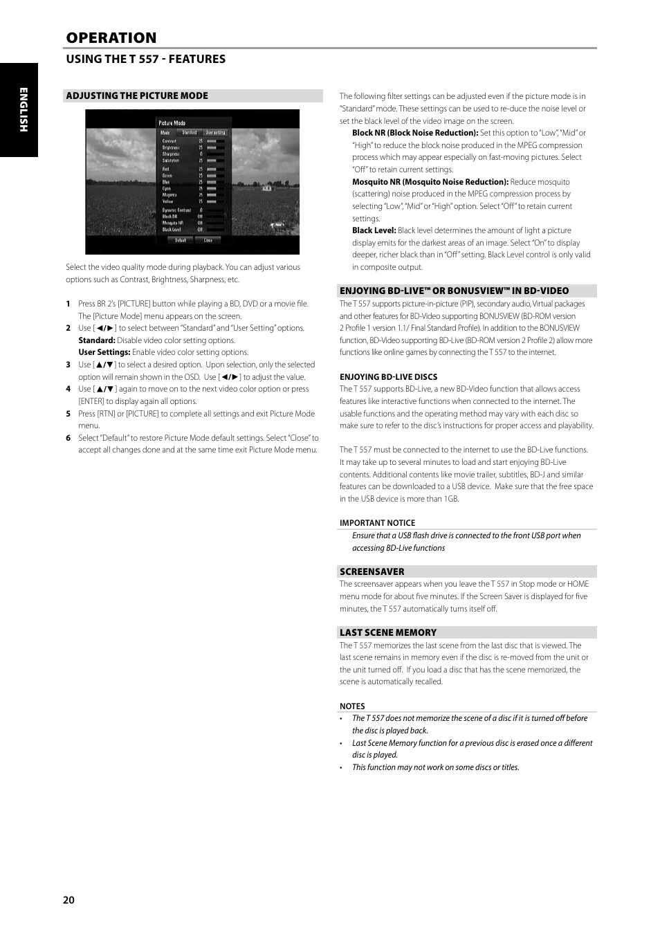 Operation | NAD Blu-ray Disc Player T557 User Manual | Page 20 / 28