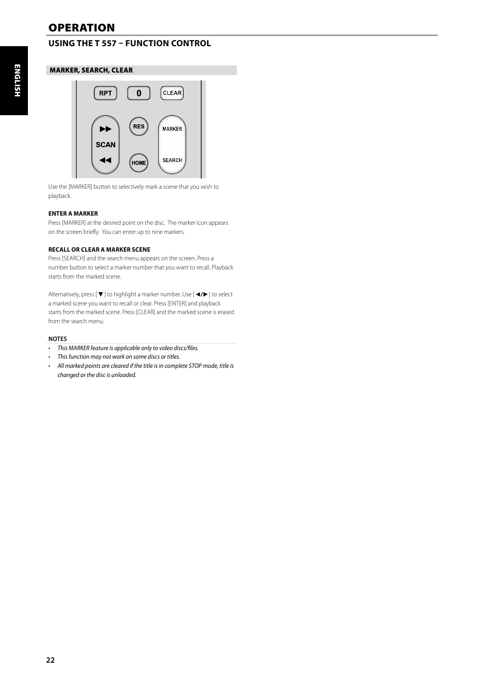 Operation | NAD Blu-ray Disc Player T557 User Manual | Page 22 / 28