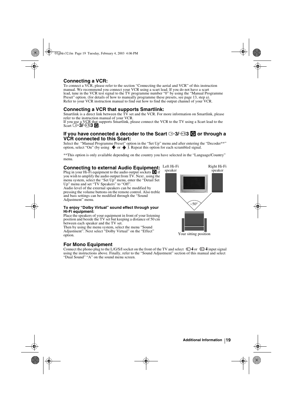 Sony KV-32FX68K User Manual | Page 19 / 124