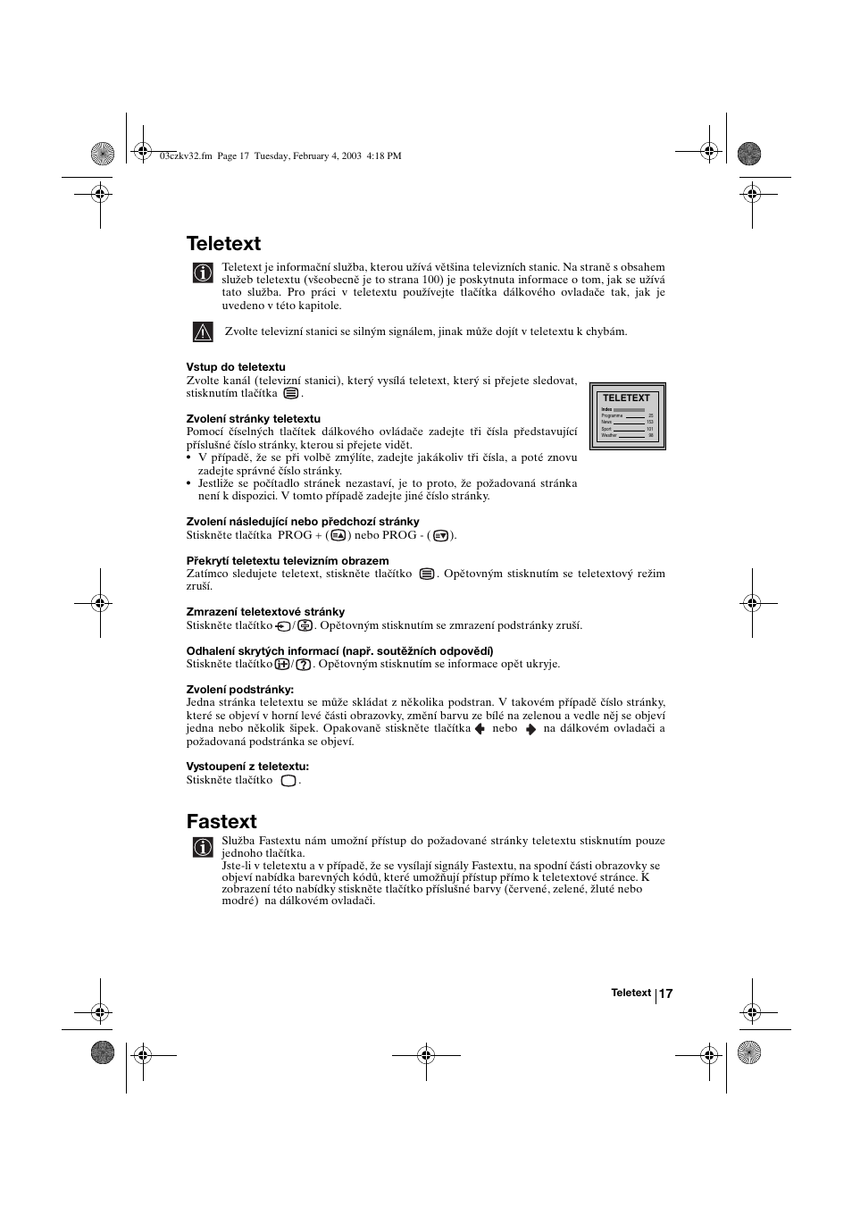 Teletext, Fastext | Sony KV-32FX68K User Manual | Page 57 / 124