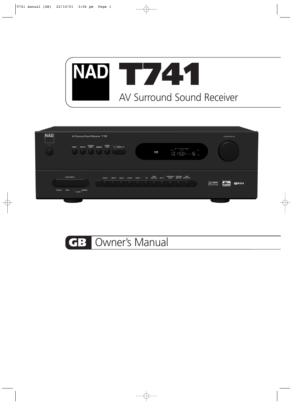 NAD T741 User Manual | 20 pages