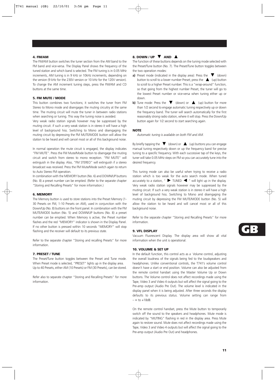 NAD T741 User Manual | Page 11 / 20