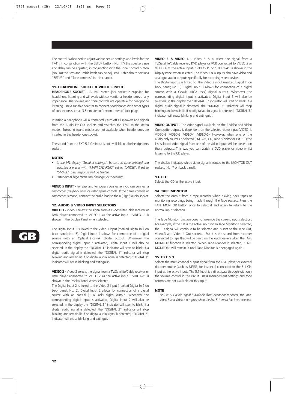 NAD T741 User Manual | Page 12 / 20