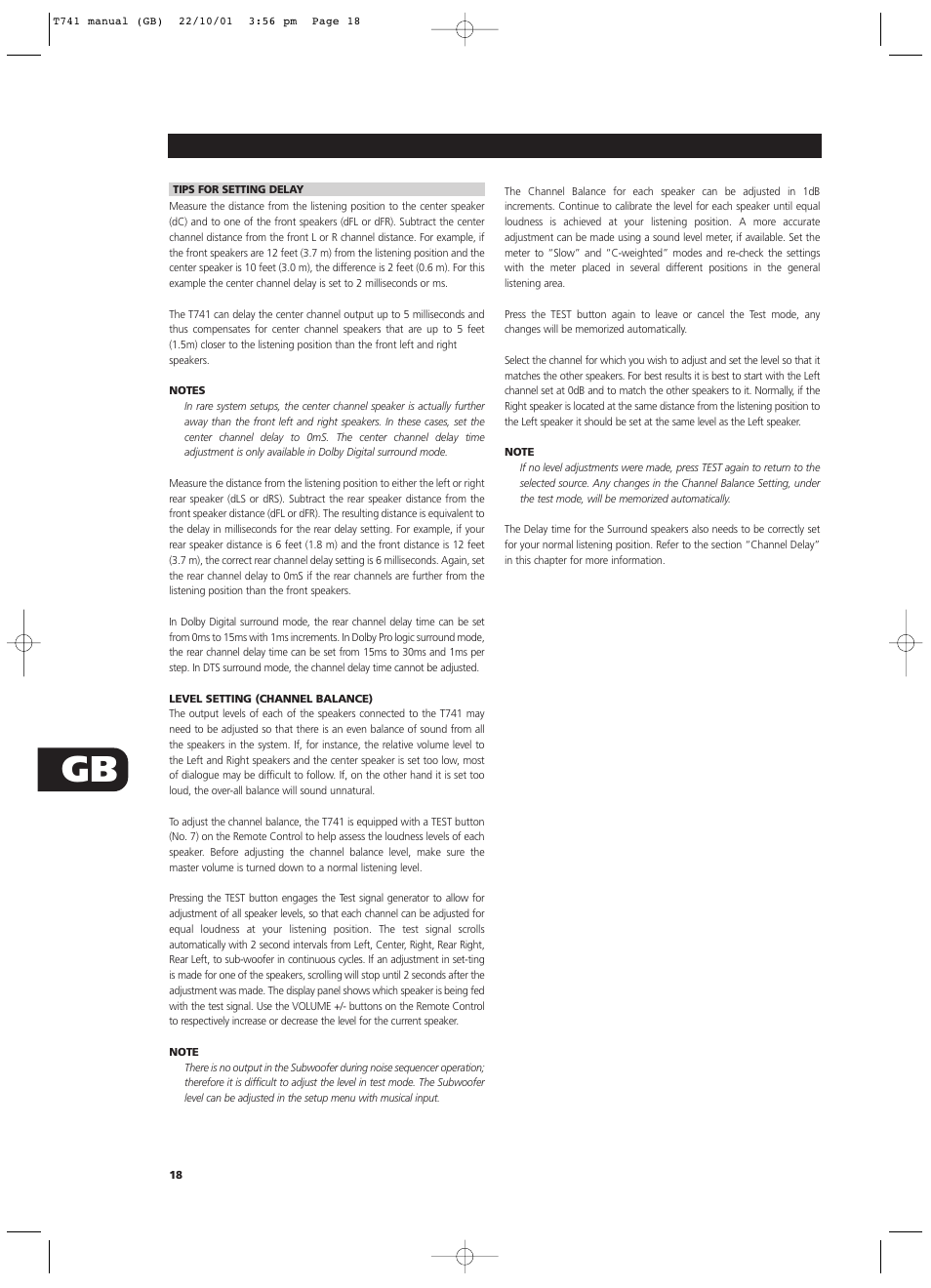 NAD T741 User Manual | Page 18 / 20