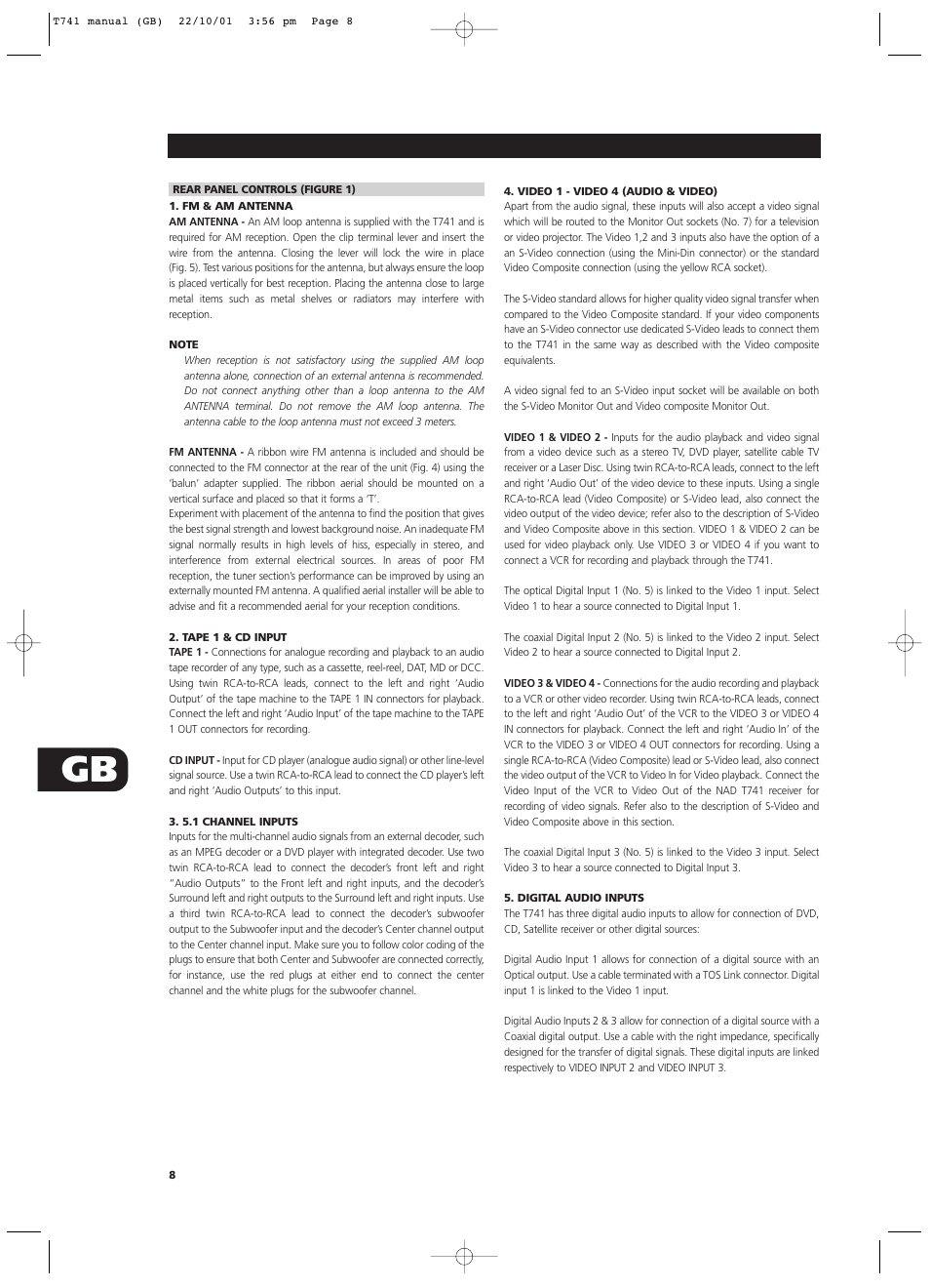 NAD T741 User Manual | Page 8 / 20