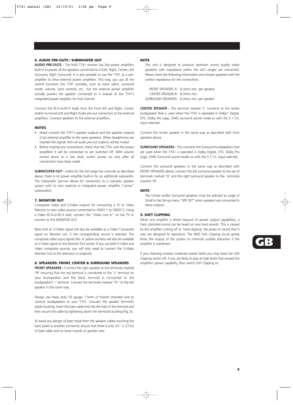 NAD T741 User Manual | Page 9 / 20