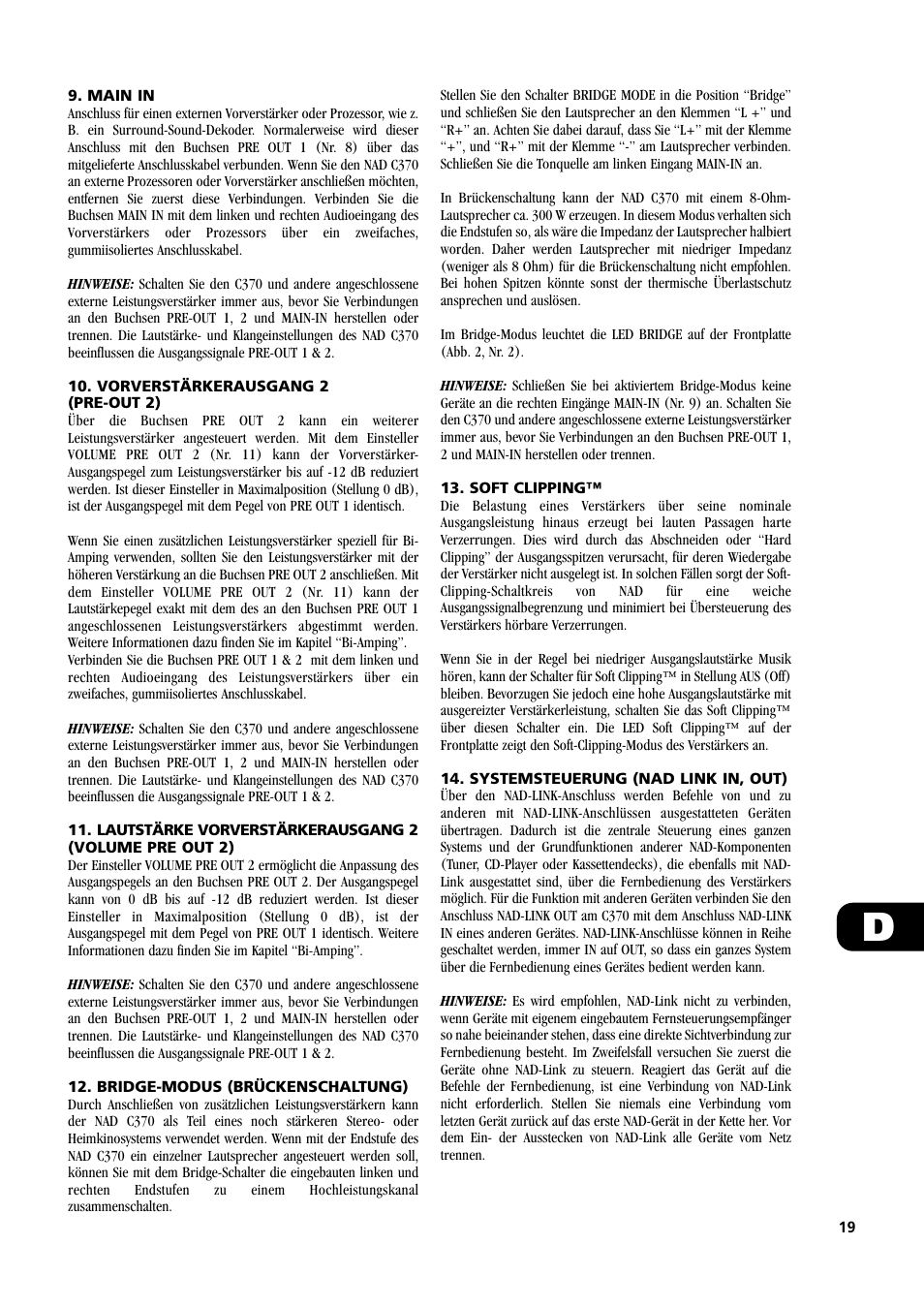 NAD C370 User Manual | Page 19 / 56