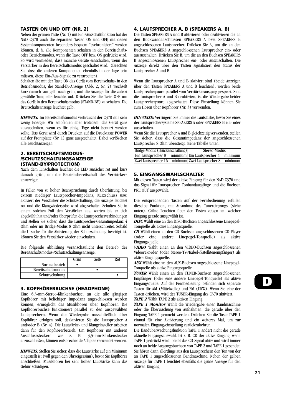 NAD C370 User Manual | Page 21 / 56