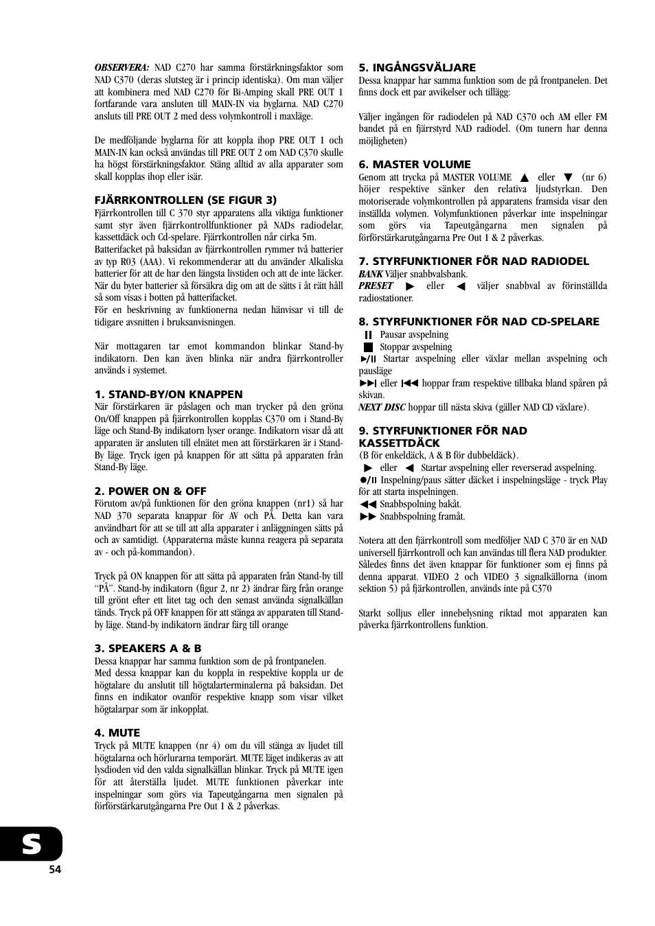 NAD C370 User Manual | Page 54 / 56