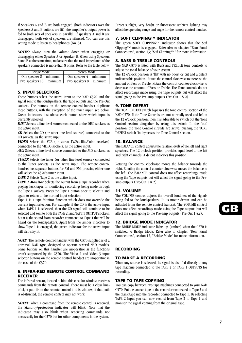 NAD C370 User Manual | Page 7 / 56