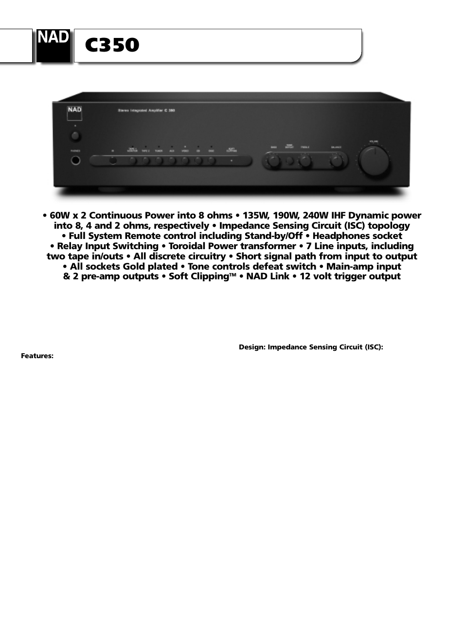 NAD C350 User Manual | 2 pages