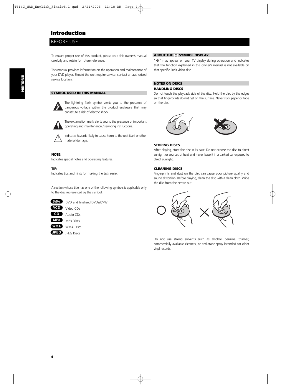 Introduction, Before use | NAD T514 User Manual | Page 4 / 30