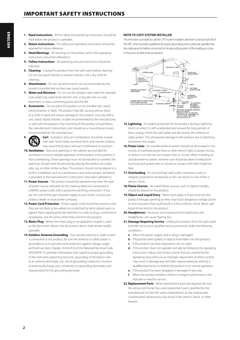 Important safety instructions | NAD C426 User Manual | Page 2 / 14