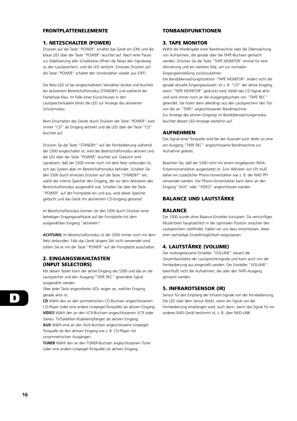 NAD S300 User Manual | Page 16 / 36