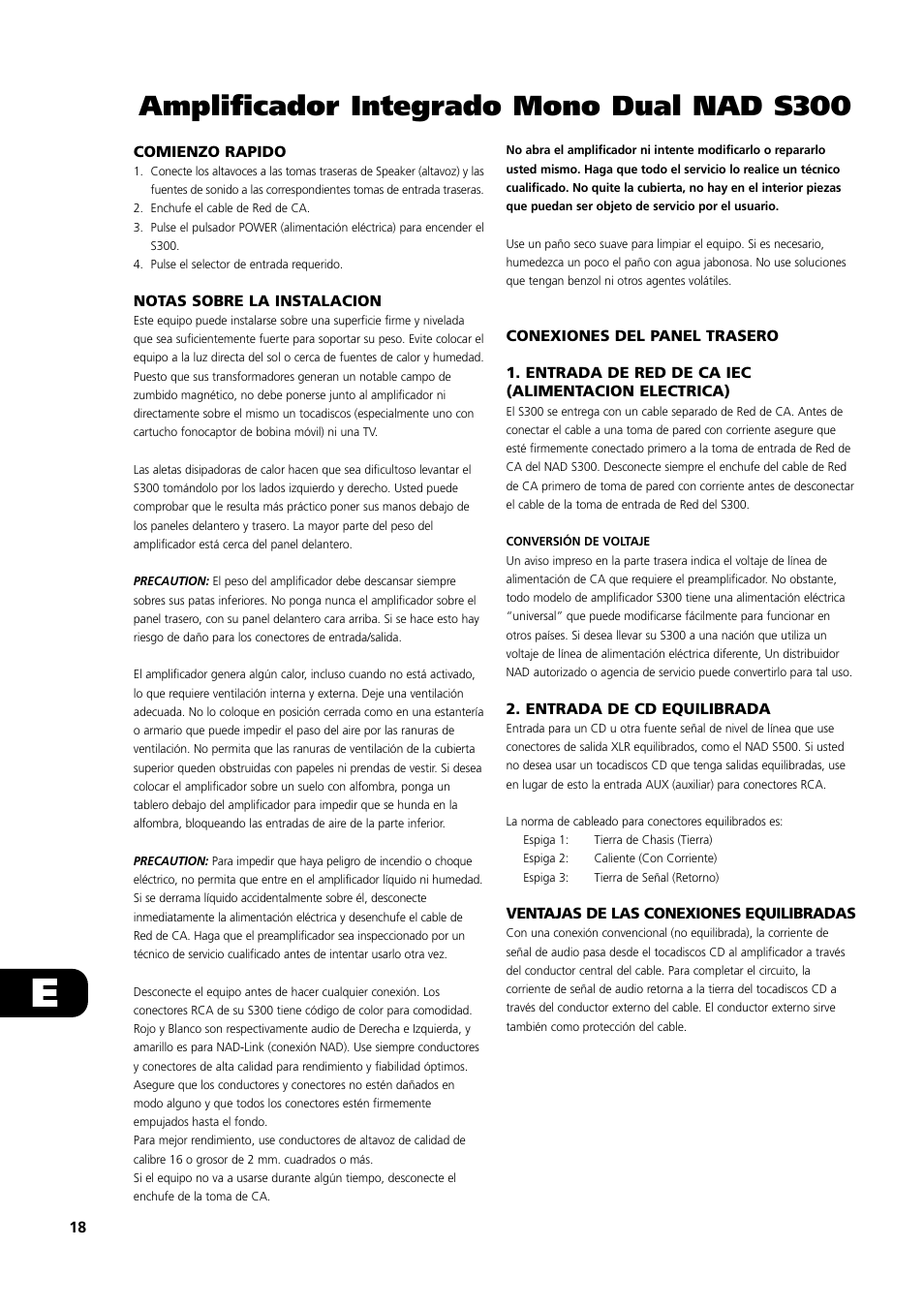 Amplificador integrado mono dual nad s300 | NAD S300 User Manual | Page 18 / 36