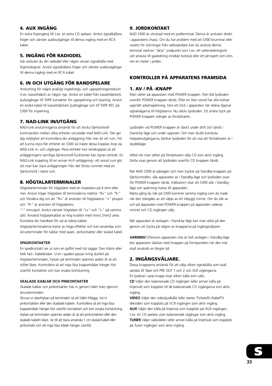 NAD S300 User Manual | Page 33 / 36