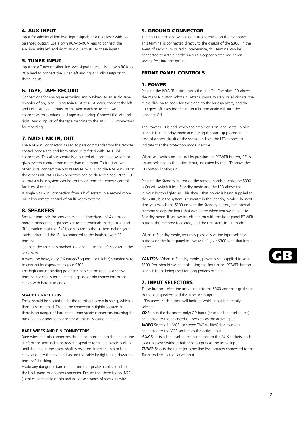 NAD S300 User Manual | Page 7 / 36