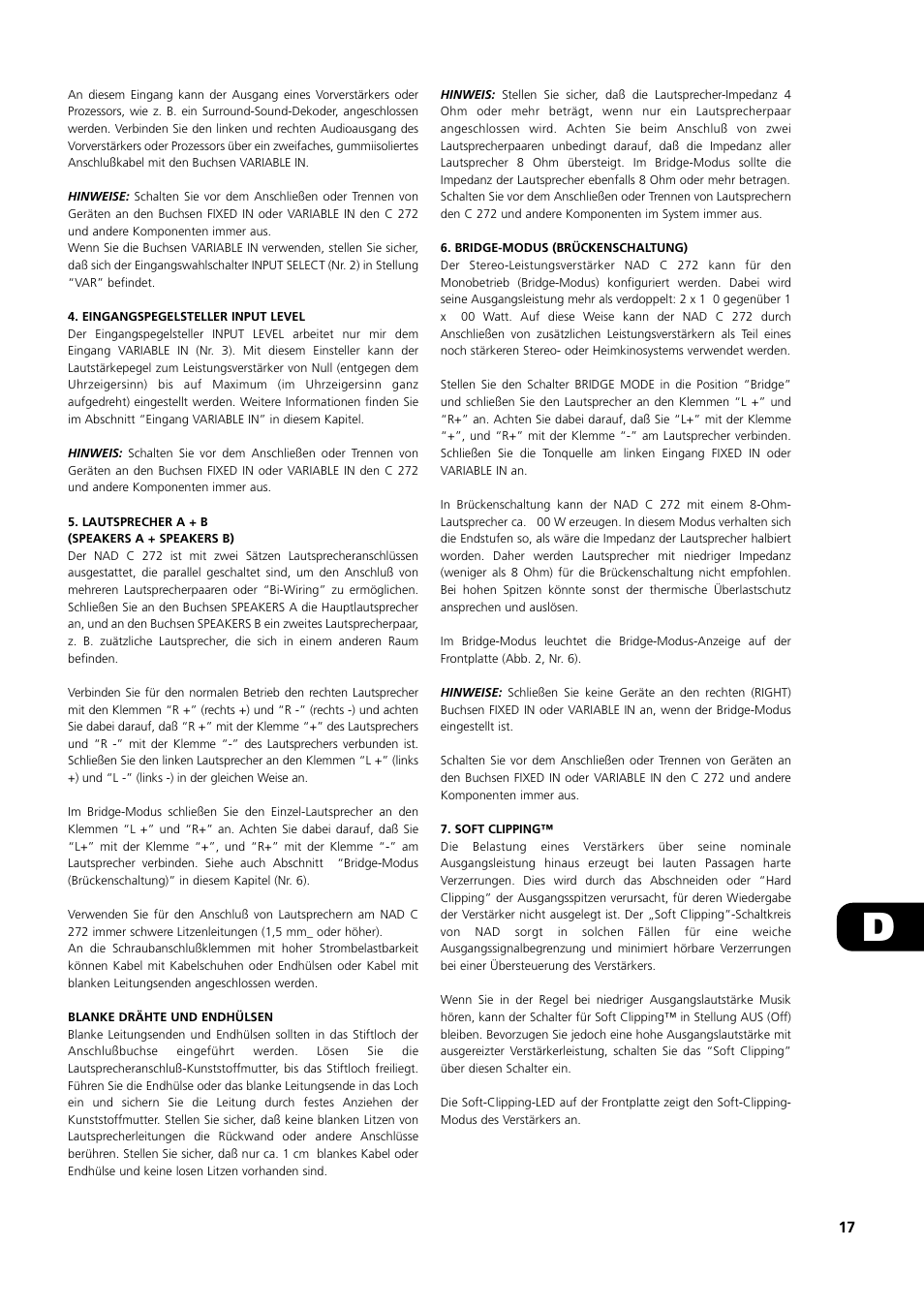NAD C 272 User Manual | Page 17 / 46