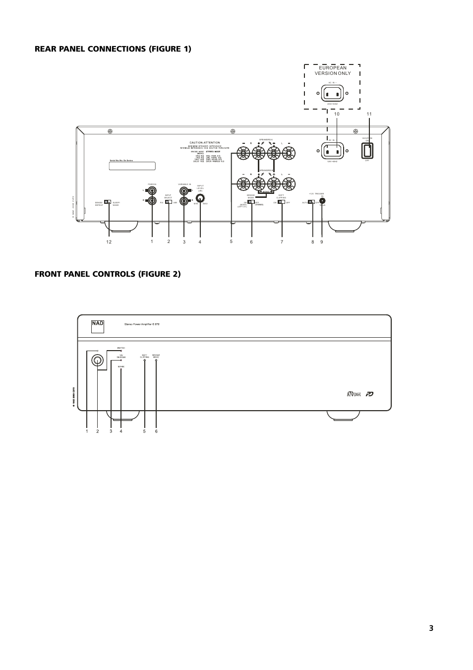 European version only | NAD C 272 User Manual | Page 3 / 46