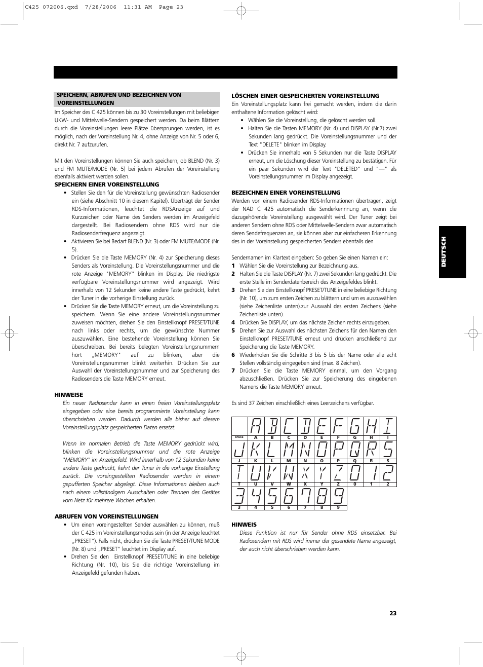 NAD C 425 User Manual | Page 23 / 68