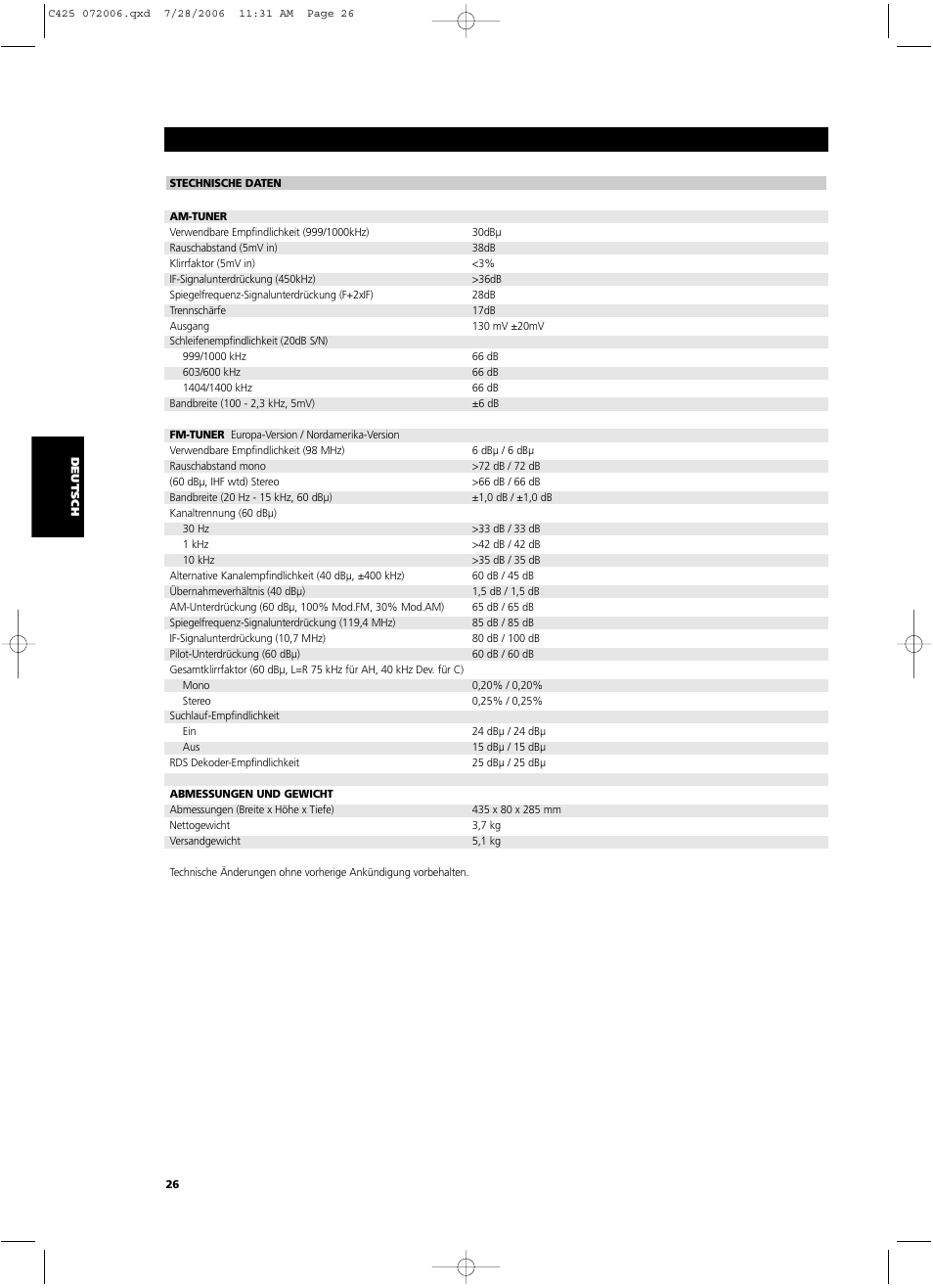 NAD C 425 User Manual | Page 26 / 68