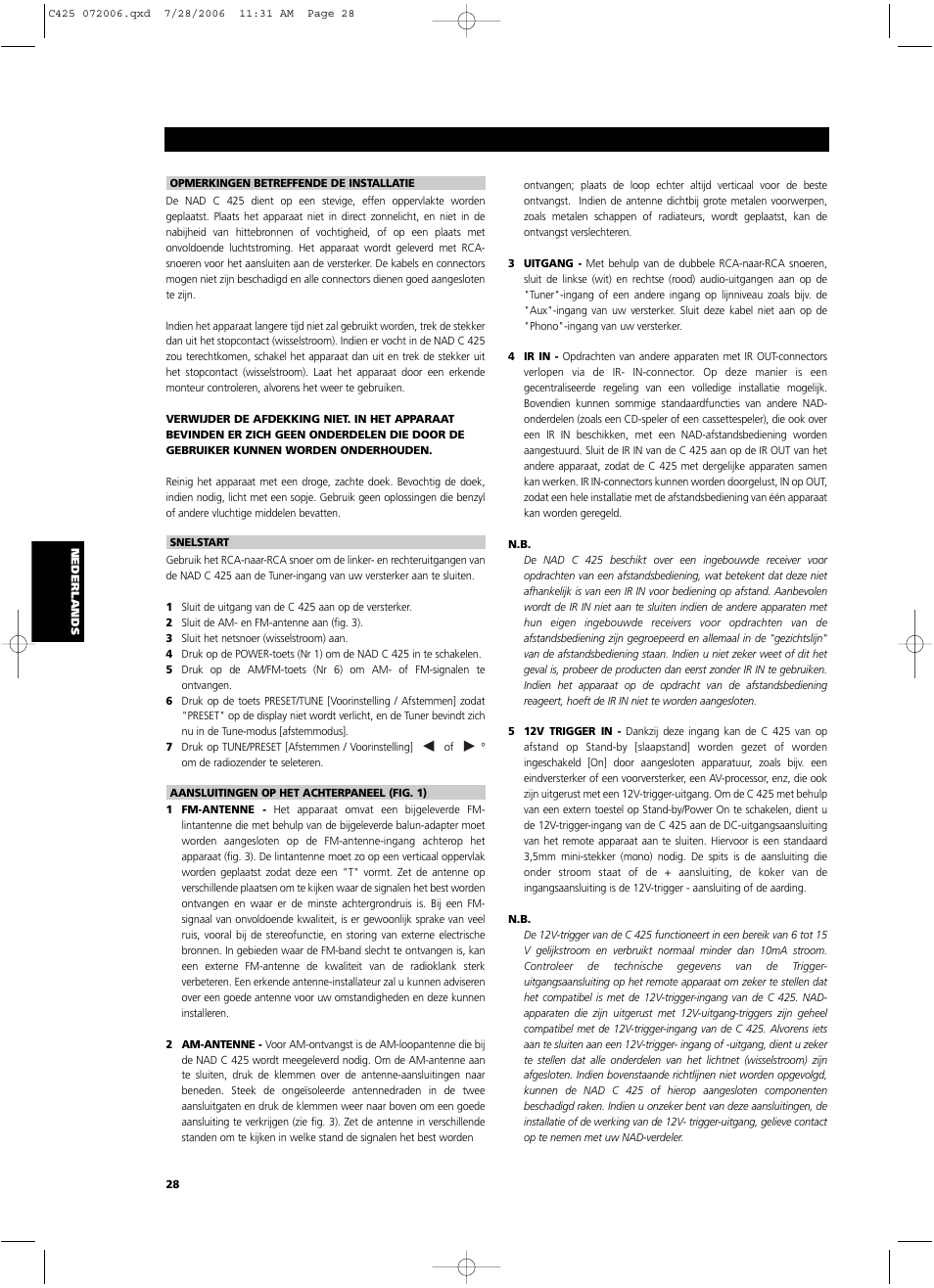 NAD C 425 User Manual | Page 28 / 68