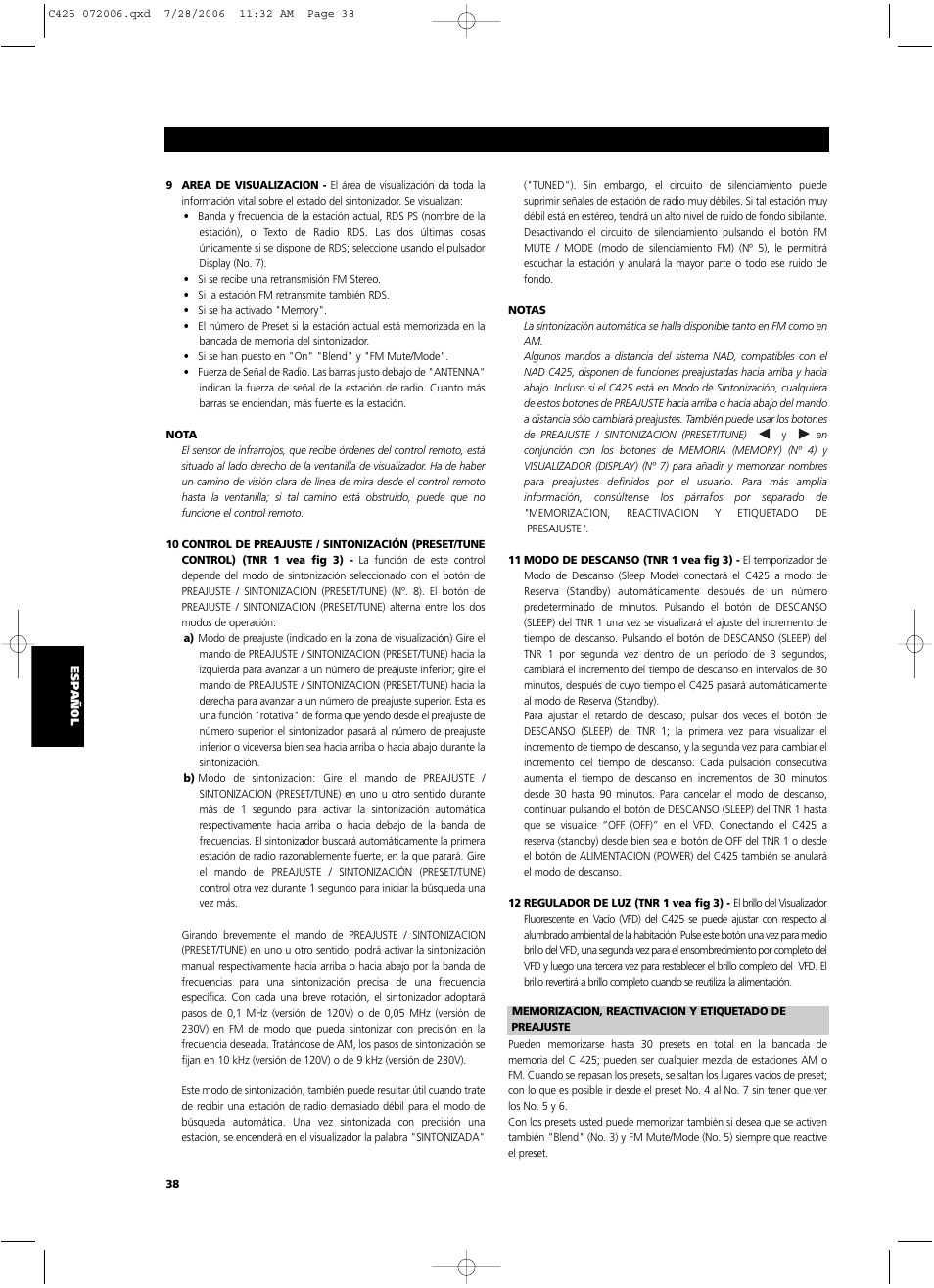 NAD C 425 User Manual | Page 38 / 68