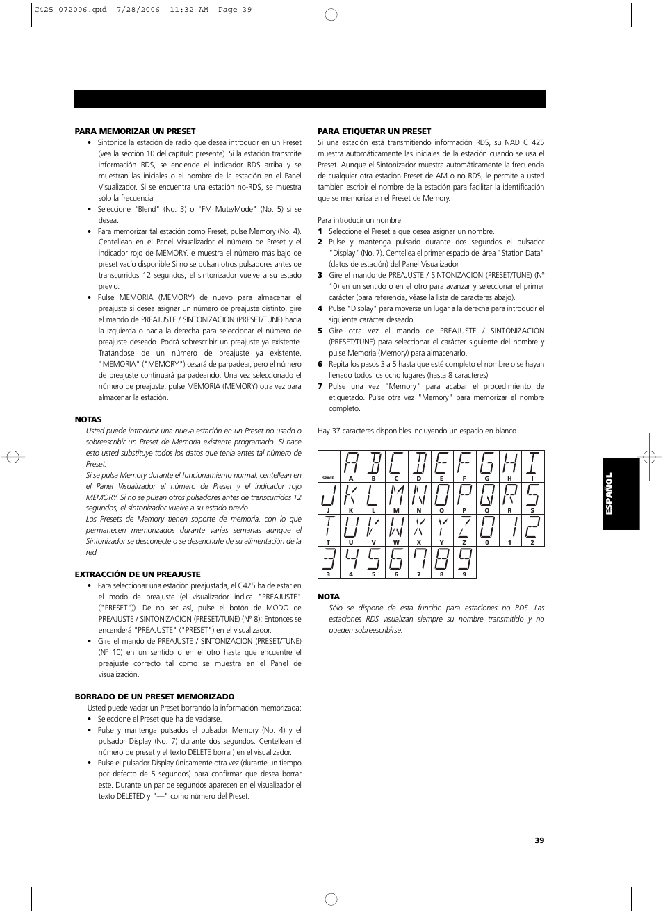 NAD C 425 User Manual | Page 39 / 68