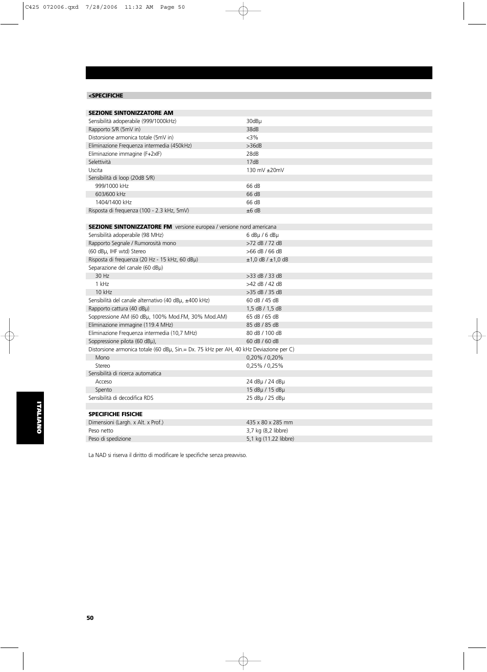 NAD C 425 User Manual | Page 50 / 68