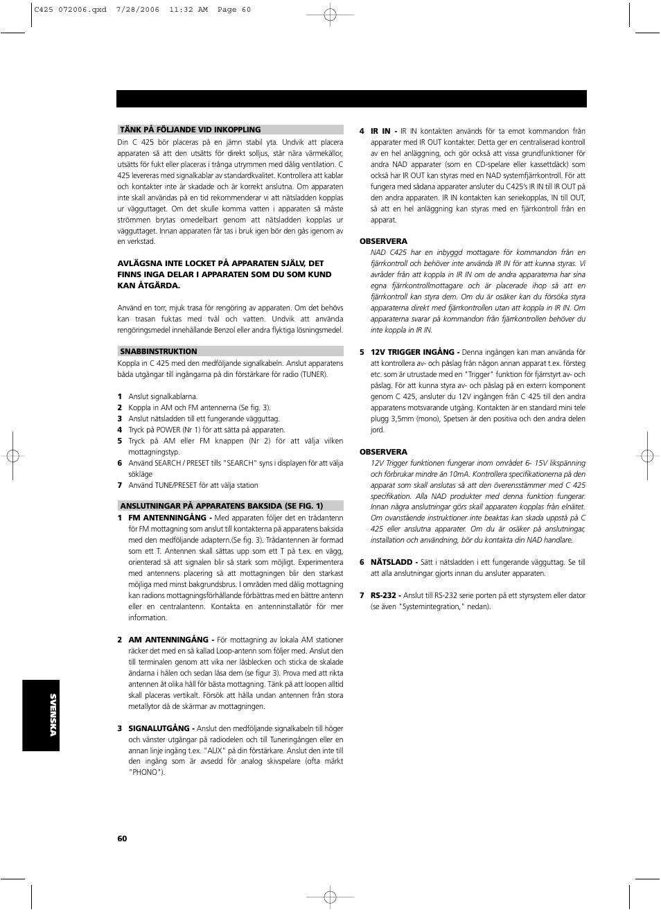 NAD C 425 User Manual | Page 60 / 68