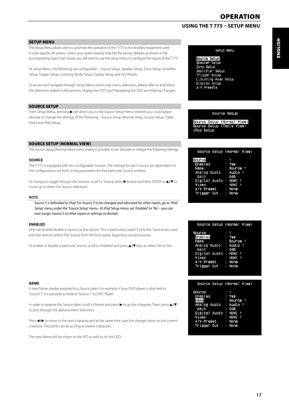 Operation | NAD T775 User Manual | Page 17 / 44