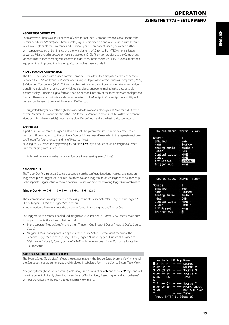 Operation | NAD T775 User Manual | Page 19 / 44