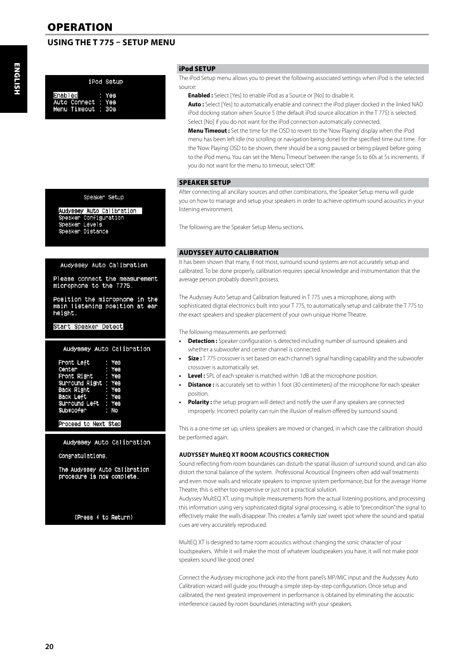 Operation | NAD T775 User Manual | Page 20 / 44