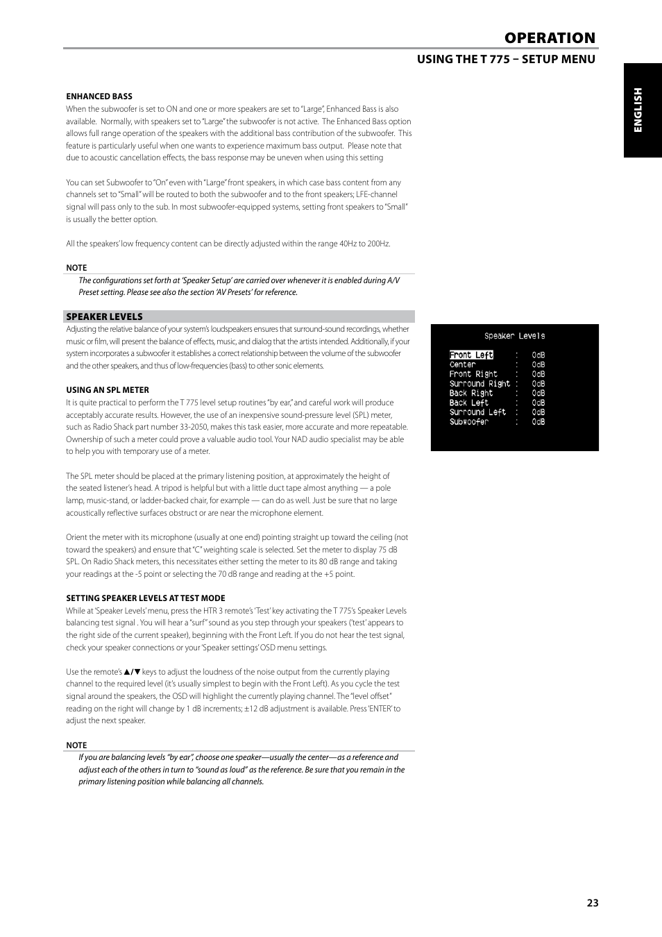 Operation | NAD T775 User Manual | Page 23 / 44