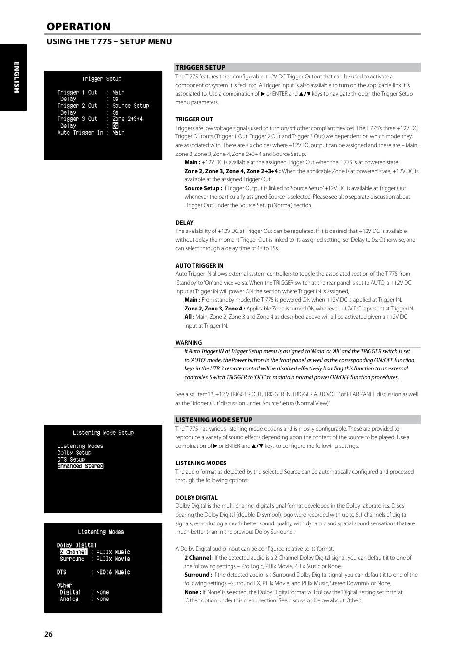 Operation | NAD T775 User Manual | Page 26 / 44