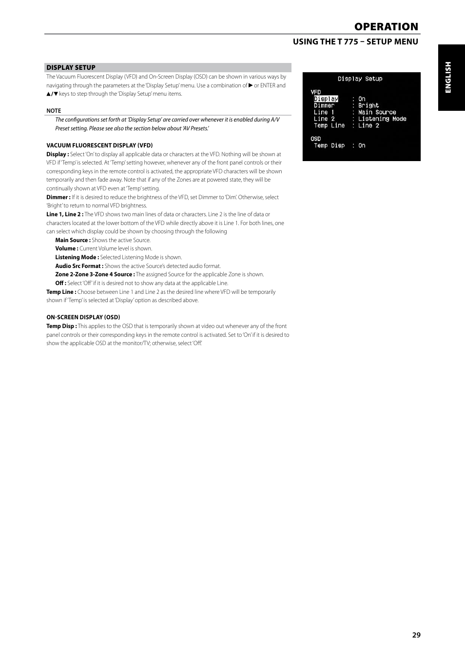 Operation | NAD T775 User Manual | Page 29 / 44