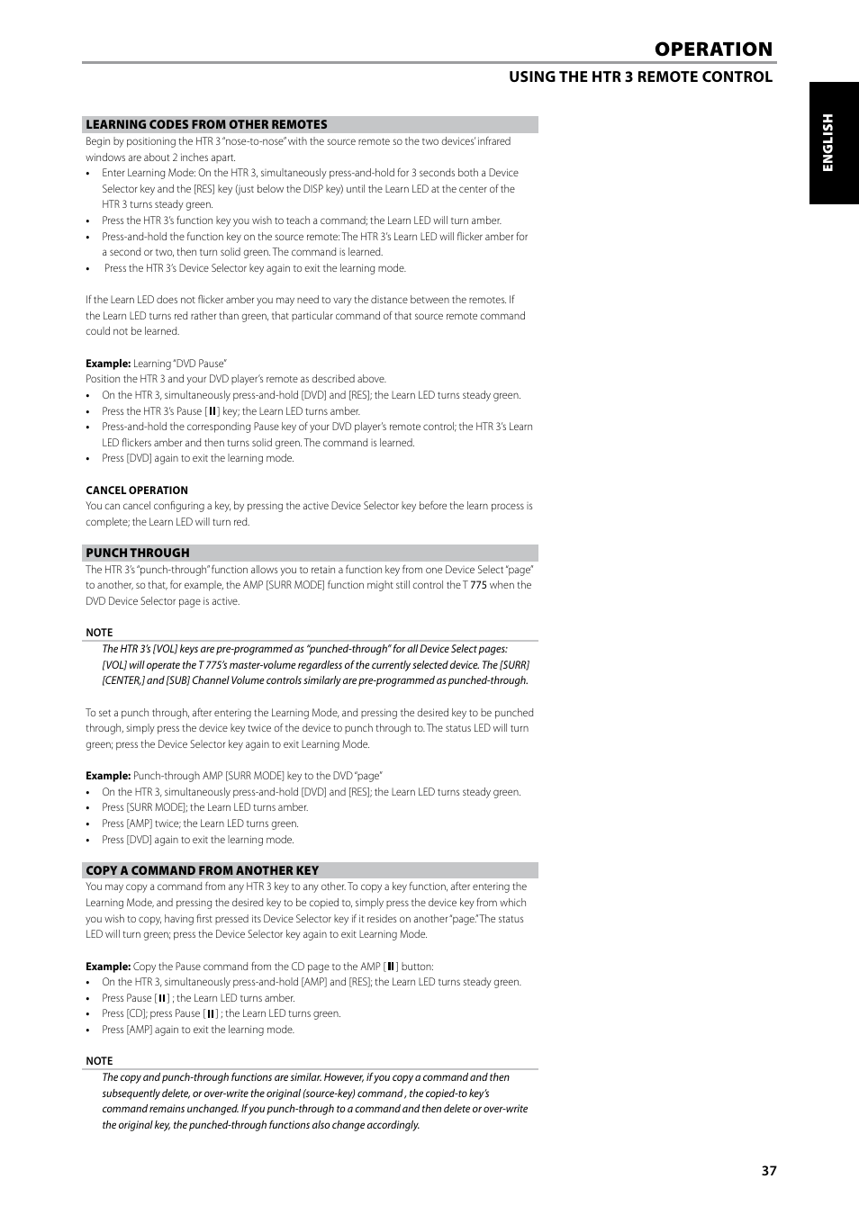 Operation | NAD T775 User Manual | Page 37 / 44