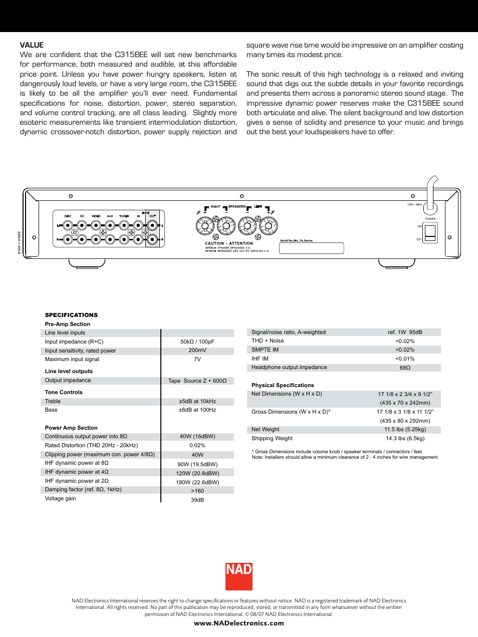 NAD C315BEE User Manual | Page 2 / 2