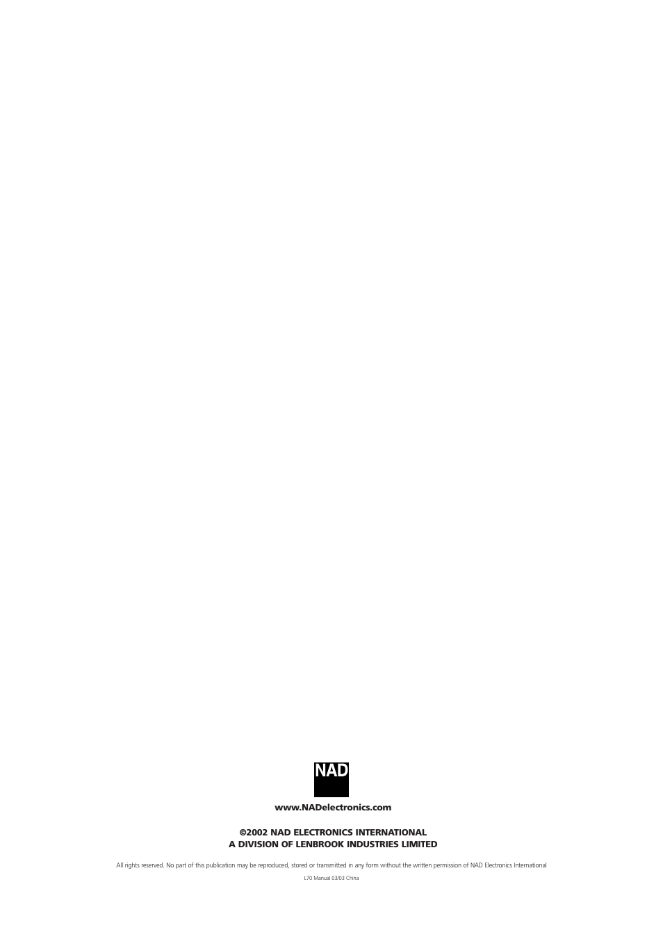 NAD L70 User Manual | Page 34 / 34